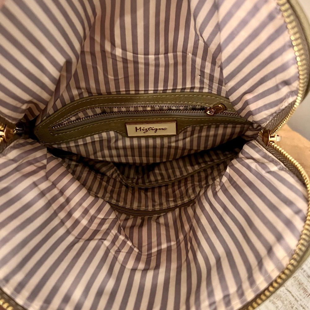 Miztique Olive Green Italian Leather Backpack - Picture 4 of 10